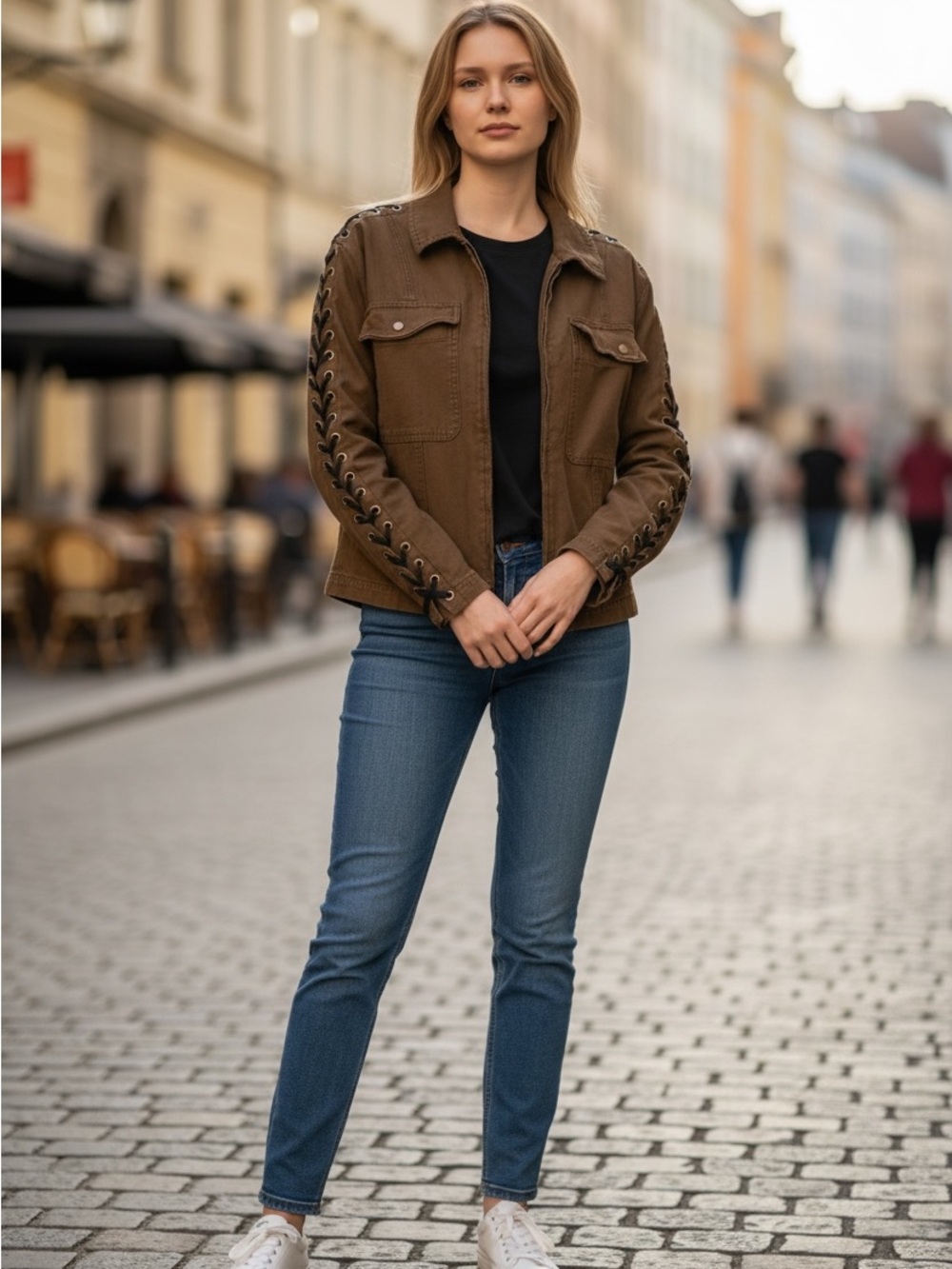 Free People Faye Military Jacket in the "Moss" colorway (Style OB821205).